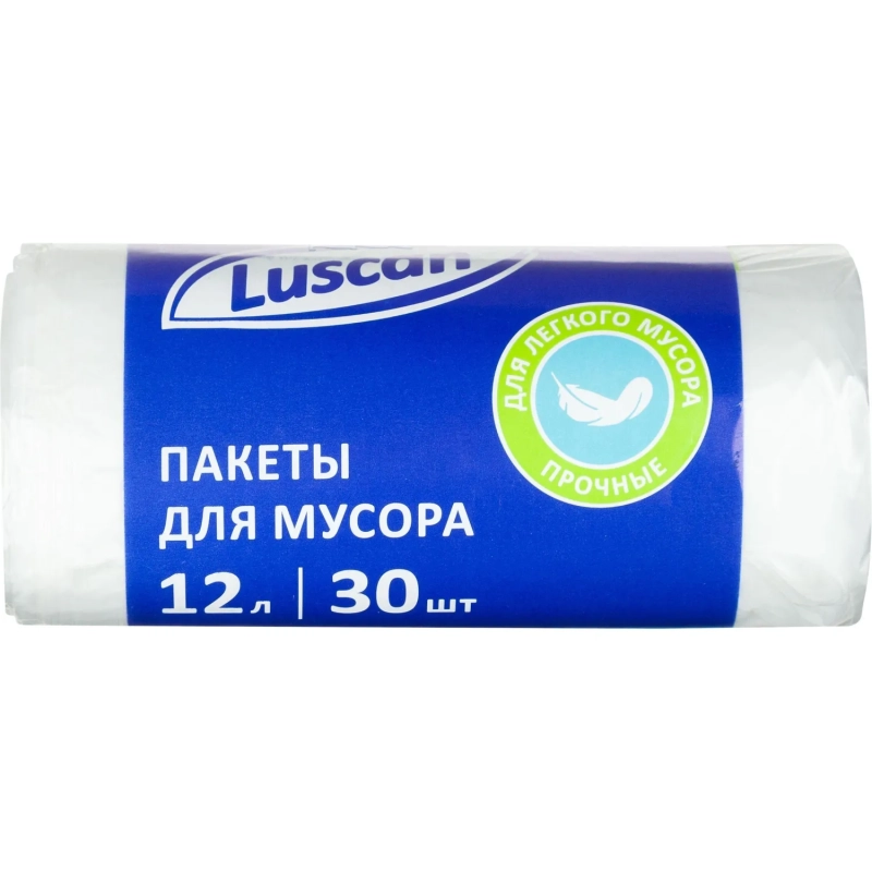 Мешки для мусора ПНД 12л 6мкм 30шт/рул белые 32х50см  Luscan_СПБ