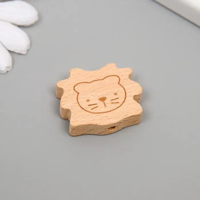 Бусина для творчества дерево "Львенок" 3,1х2,6 см