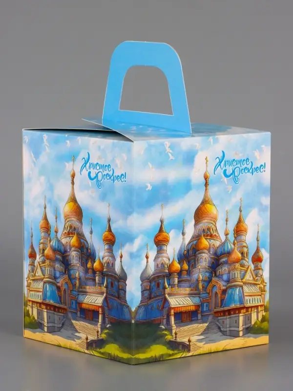 Коробка подарочная пасхальная с окном &laquo;Русский Храм&raquo;, 15&times;15&times;18 см