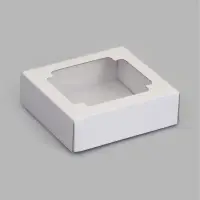Коробка складная, крышка-дно,с окном, белая, 15 х 15 х 5 см