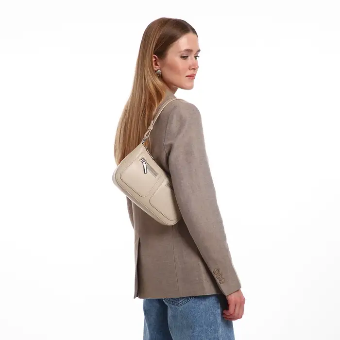 Сумка женская багет TEXTURA на молнии, 21&times;6&times;13 см, бежевая