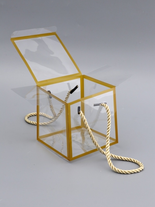 Коробка из PET с ручками, золотая, 10 х 10 х 10 см Коробка из PET с ручками, золотая, 10 х 10 х 10 см