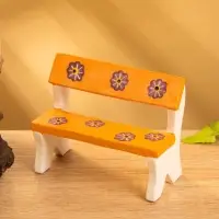 Мебель для кукол &laquo;Скамейка с цветами&raquo;, 11&times;5&times;9 см, дерево, оранжевая