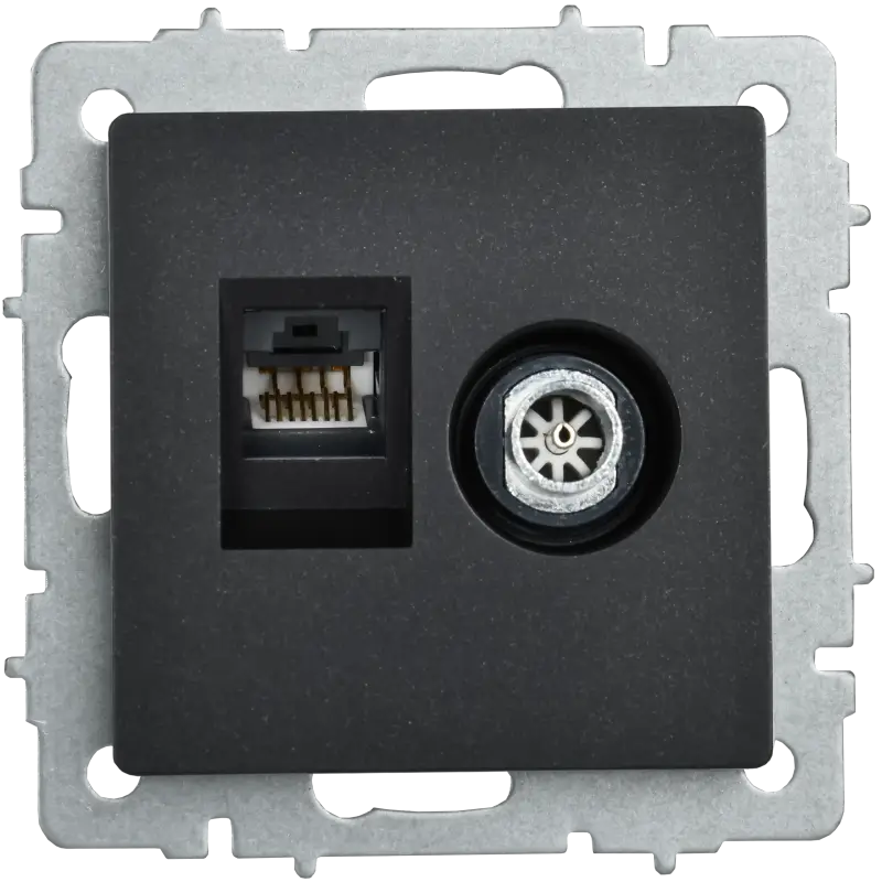 BRITE Розетка двойная TV+RJ45 кат.5E РТВ/РК12-БрЧ черный