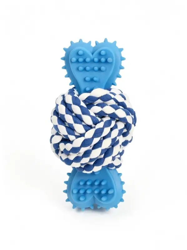 Игрушка для собак канатная &laquo;Мяч с костью&raquo;, до 11 см, до 55 г, синяя