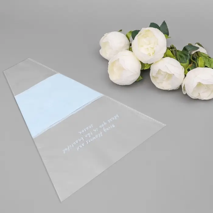 Пакет конус для цветов, с нетканым материалом, 26+7×37 см, голубой Пакет конус для цветов, с нетканым материалом, 26+7×37 см, голубой