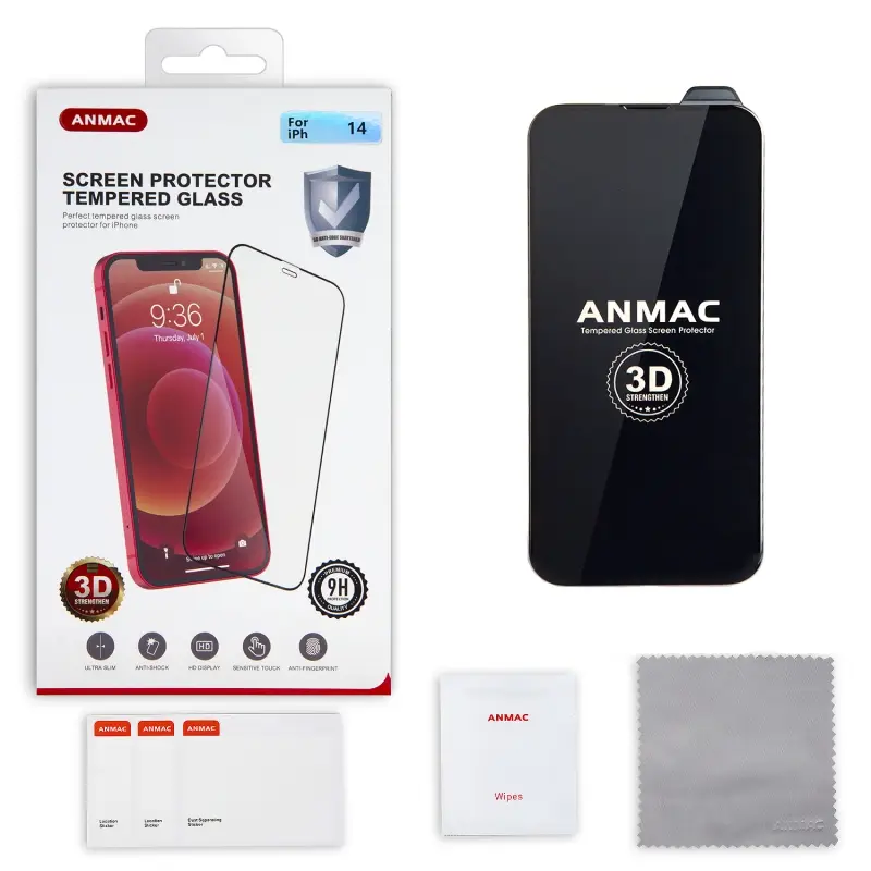 Защитное стекло IPh 13/13 Pro/14/16e 3D ANMAC черное усиленное Арт.1137412 Защитное стекло IPh 13/13 Pro/14/16e 3D ANMAC черное усиленное Арт.1137412
