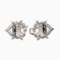 Зажим для кардигана "Ажур", кокошник, цвет белый в серебре Зажим для кардигана "Ажур", кокошник, цвет белый в серебре