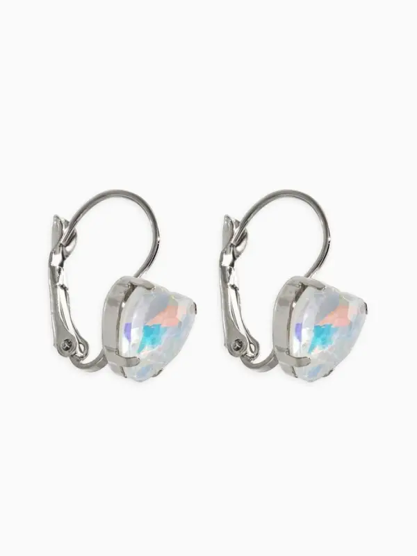 Серьги "Сердечки" лунные, цвет радужные в серебре