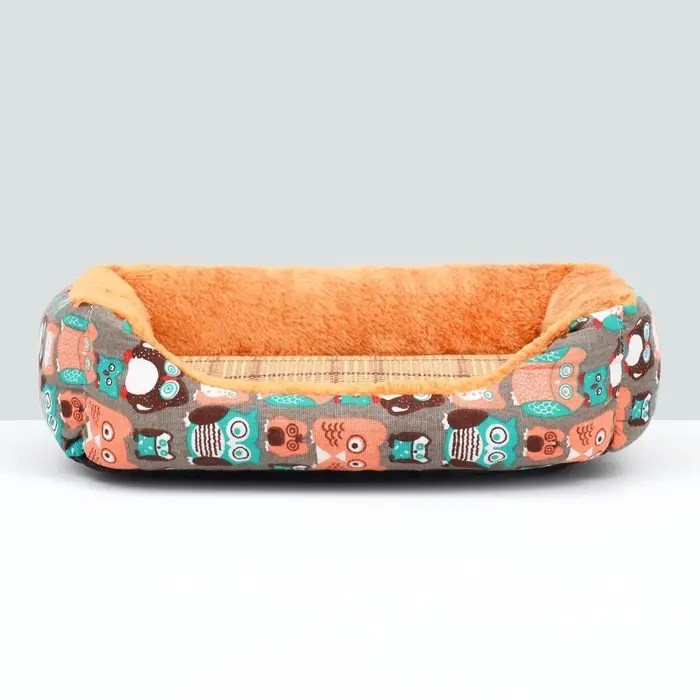 Лежанка для животных, 45&times;30&times;15 см, ротанговый коврик, бежево-серая