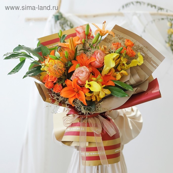 Пленка матовая для цветов Пленка матовая для цветов "Бостон", серый - розовый, 57 см х 5 м