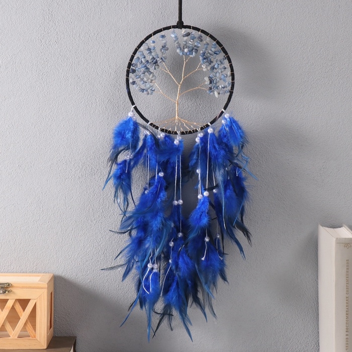 Ловец снов "Дерево" ярко-синий d=15,5 см h=63 см
