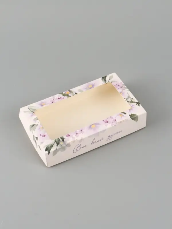 Коробка подарочная с окном &laquo;От всей души&raquo;, 20&times;12&times;4 см, самосборная