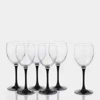 Бокалы для вина Luminarc Domino, 350 мл, размер одного бокала 7.5&times;20.5 см, набор 6 шт., стекло, прозрачные, чёрная ножка