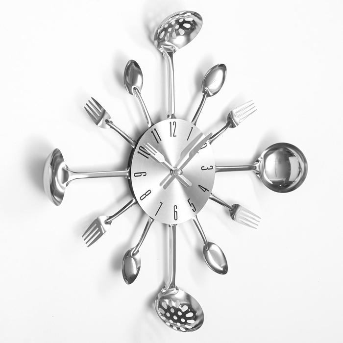 Часы настенные, серия: Кухня, Часы настенные, серия: Кухня, "Вилки, ложки, поварешки", плавный ход, d-13 см, 30 х 30 см