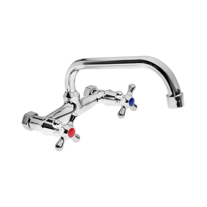 Смеситель для кухни ZEIN Z2485, настенный, излив 20 см, кран-букса латунь 1/2 Смеситель для кухни ZEIN Z2485, настенный, излив 20 см, кран-букса латунь 1/2", хром