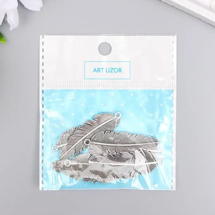 Декор металл "Пёрышко" 4,5х1,5 см