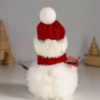 Сувенир "Снеговичок белый, в шапке с мехом и красном шарфе" 9х11х16 см Сувенир "Снеговичок белый, в шапке с мехом и красном шарфе" 9х11х16 см