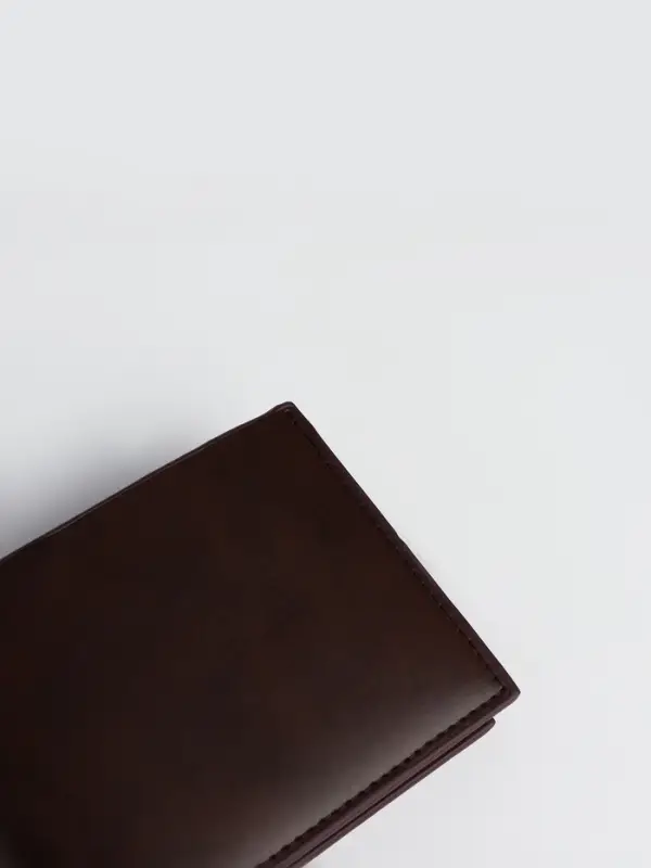 Портмоне мужское без застёжки, отдел для карт, монет, коричневое