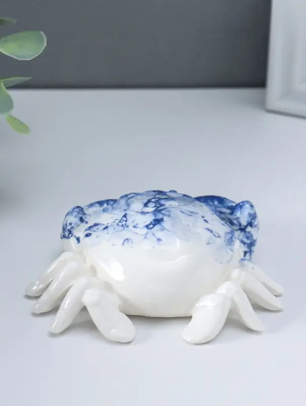 Сувенир керамика "Краб" бело-синий 10,8х8,4х3 см