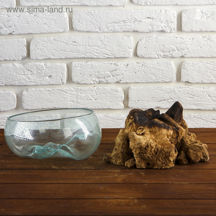 Вазон стекло на дереве  Вазон стекло на дереве "Забота" 20х25х25 см, МИКС