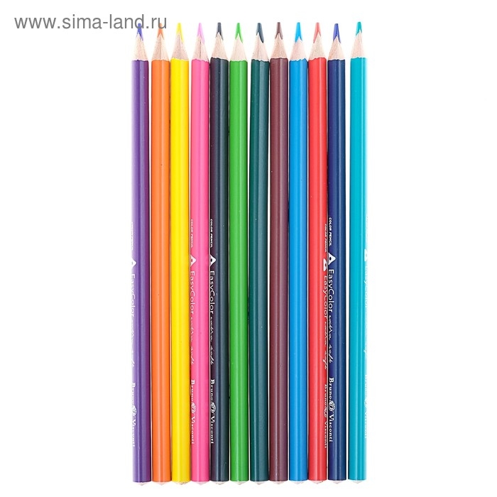 Карандаши 12 цветов BrunoVisconti Easycolor, трёхгранные, особо мягкие Карандаши 12 цветов BrunoVisconti Easycolor, трёхгранные, особо мягкие