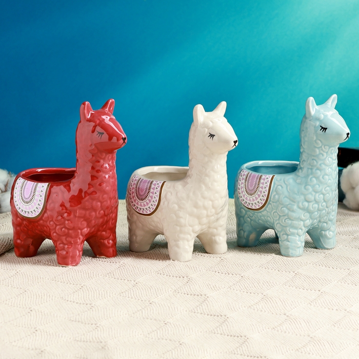 Кашпо  Кашпо "Лама Ама" 14х10х15см, 0,3 л, d-6,5, микс