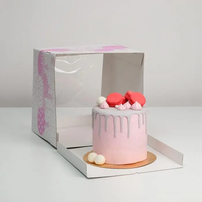 Коробка для торта с окном, кондитерская упаковка «Best wishes», 30 х 30 х 30 см Коробка для торта с окном, кондитерская упаковка «Best wishes», 30 х 30 х 30 см
