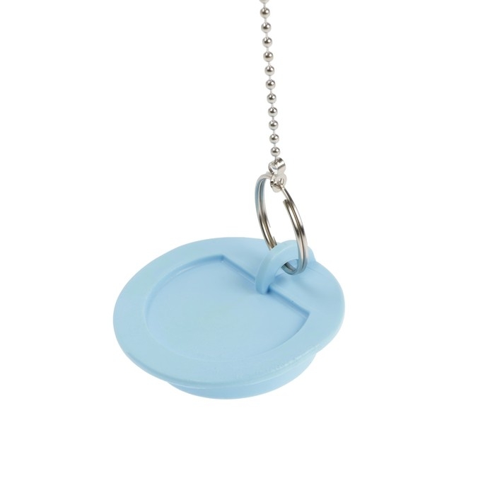 Пробка для ванны Masterprof ИС.110649, d=45 мм, ПВХ, с хромир. цепочкой, голубая Пробка для ванны Masterprof ИС.110649, d=45 мм, ПВХ, с хромир. цепочкой, голубая