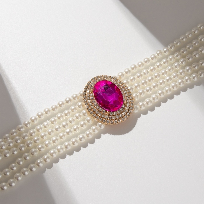 Чокер-колье «Роскошь» жемчужое, розовый в золоте, 30,5 см Чокер-колье «Роскошь» жемчужое, розовый в золоте, 30,5 см