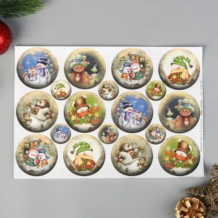 Декупажная карта "Снеговички" формат А4, плотность  45г/м23