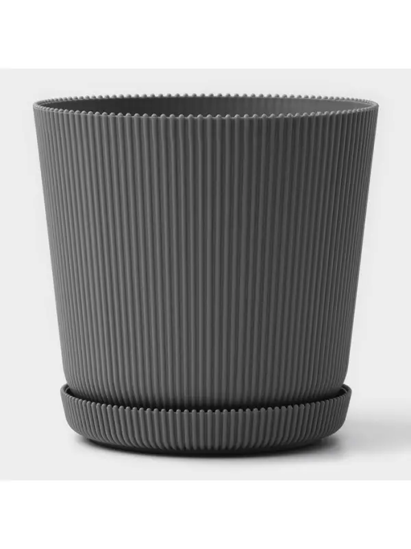 Горшок для цветов с поддоном, 15.5&times;16.5 см, серый