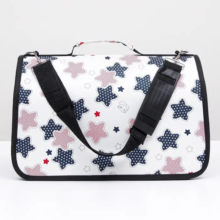 Сумка - переноска &laquo;Звёзды&raquo;, размер S, 37.5&times;17&times;22 см, каркасная, белая