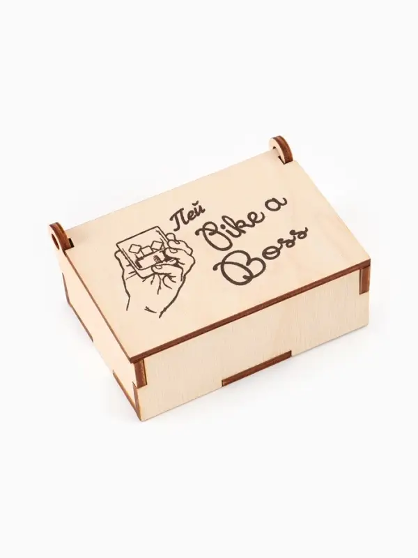 Коробка подарочная деревянная &laquo;Пей like a boss&raquo; 8.5&times;6&times;3.5 см