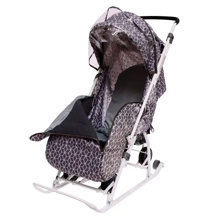 Санки-коляска «Наши детки 3-1К», принт: с ромбиками серый Санки-коляска «Наши детки 3-1К», принт: с ромбиками серый