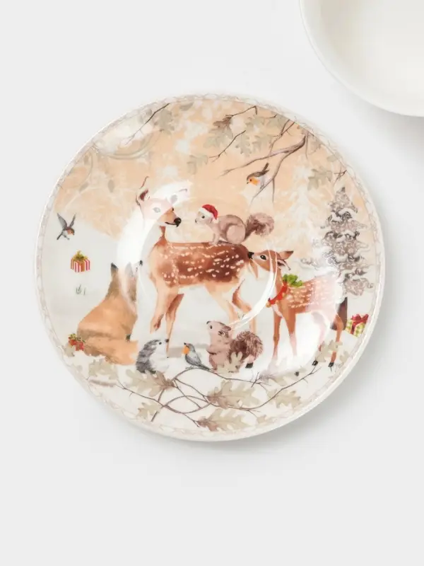 Чайная пара новогодняя «Лесное чудо», 2 предмета: чашка 180 мл, блюдце d=15 см, керамика, подарочная упаковка, бежевая Чайная пара новогодняя «Лесное чудо», 2 предмета: чашка 180 мл, блюдце d=15 см, керамика, подарочная упаковка, бежевая