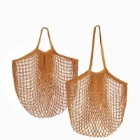 Набор 2 шт.: сумка-авоська плетёная, клетка 1.5 см, рыжая