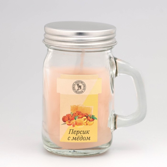 Свеча ароматическая в банке  Свеча ароматическая в банке "Персик с медом", 7,2 х 8,5 см, 190 г