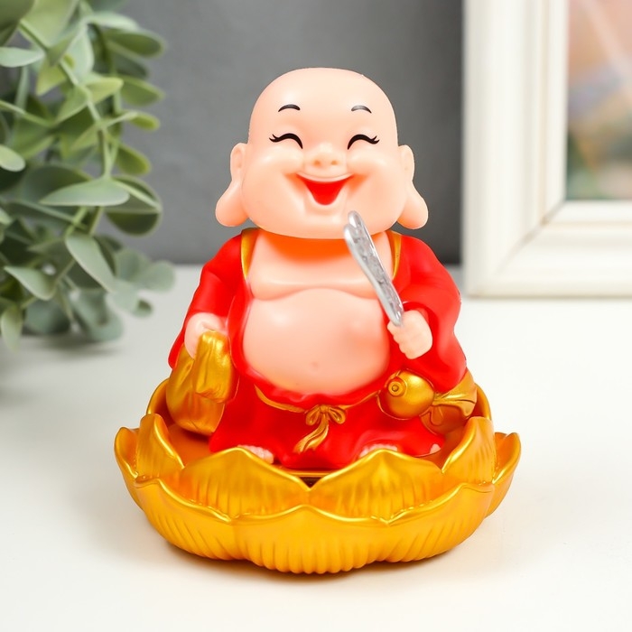 Маятник пластик от солнечной батареи Маятник пластик от солнечной батареи "Хотей в красном, с опахалом" МИКС 8,7х8,7х10 см