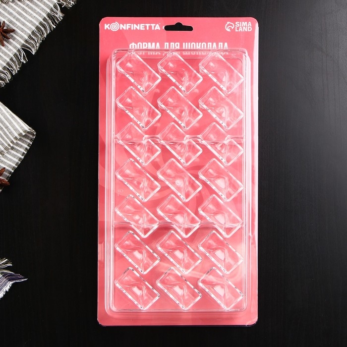 Форма для конфет и шоколада KONFINETTA «Плетёный батон», 27,5×17,5×2,5 см, 21 ячейка 3,5×1,5×1,5 см, цвет прозрачный Форма для конфет и шоколада KONFINETTA «Плетёный батон», 27,5×17,5×2,5 см, 21 ячейка 3,5×1,5×1,5 см, цвет прозрачный