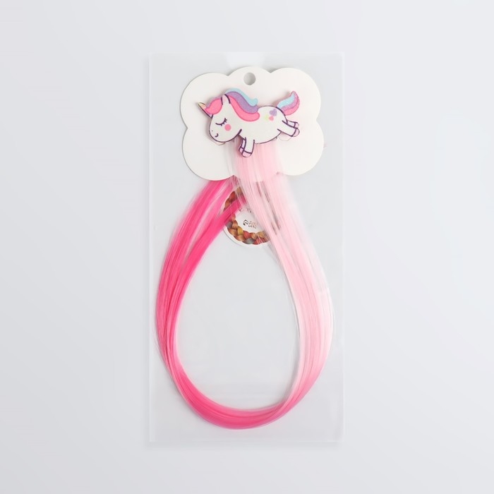 Локон накладной «Единорог», прямой волос, на заколке, 40 см, цвет МИКС