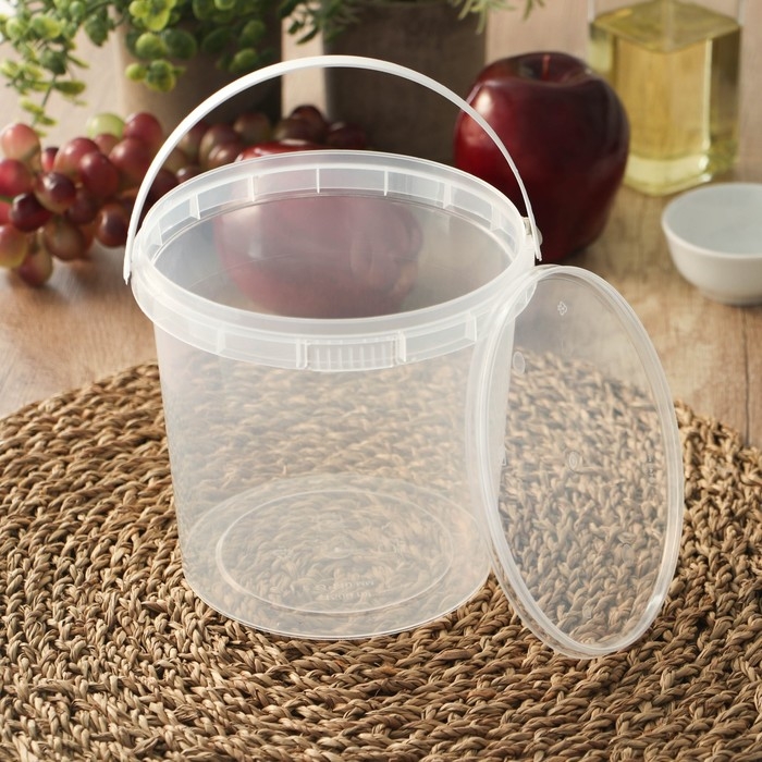 Ведро пластиковое одноразовое с крышкой «Для солений», 1,5 л, d=14 см, прозрачное, 226 шт/уп. Ведро пластиковое одноразовое с крышкой «Для солений», 1,5 л, d=14 см, прозрачное, 226 шт/уп.