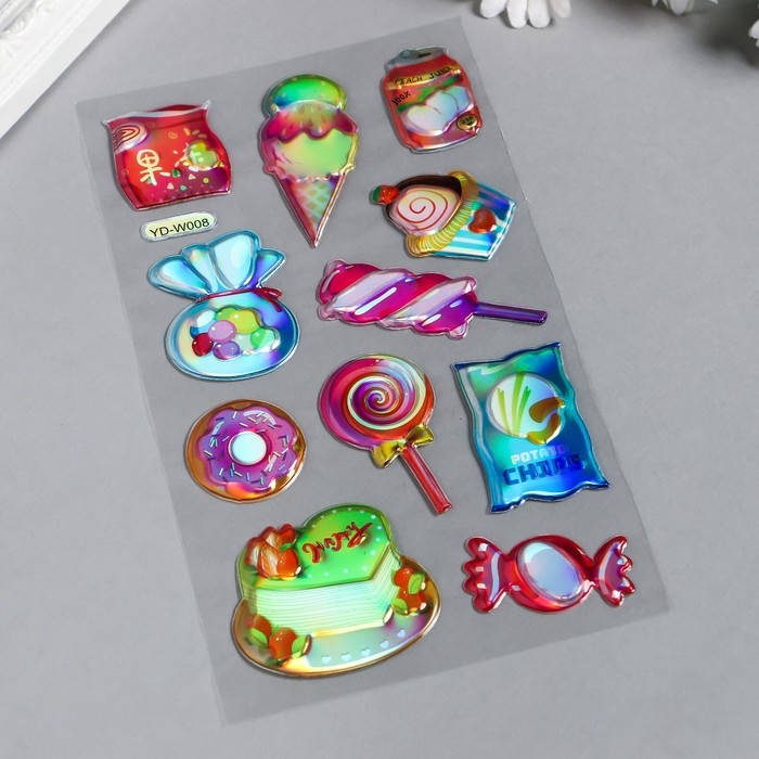 Наклейка пластик голография Наклейка пластик голография "Леденцы" МИКС 23х11 см