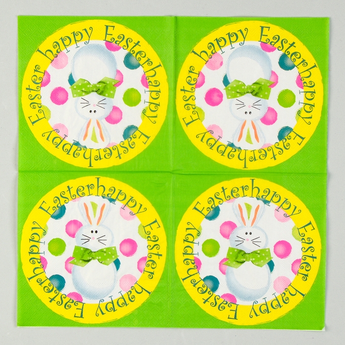 Салфетки бумажные «Светлой Пасхи» белый кролик, 33х33 см, набор 20 шт. Салфетки бумажные «Светлой Пасхи» белый кролик, 33х33 см, набор 20 шт.