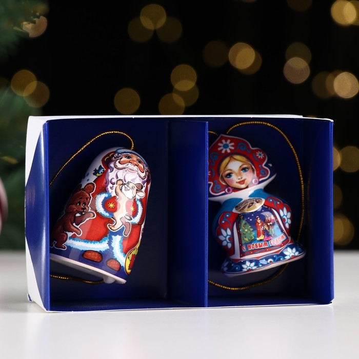 Набор ёлочных игрушек Набор ёлочных игрушек "Дед Мороз и Машенька", 6 см