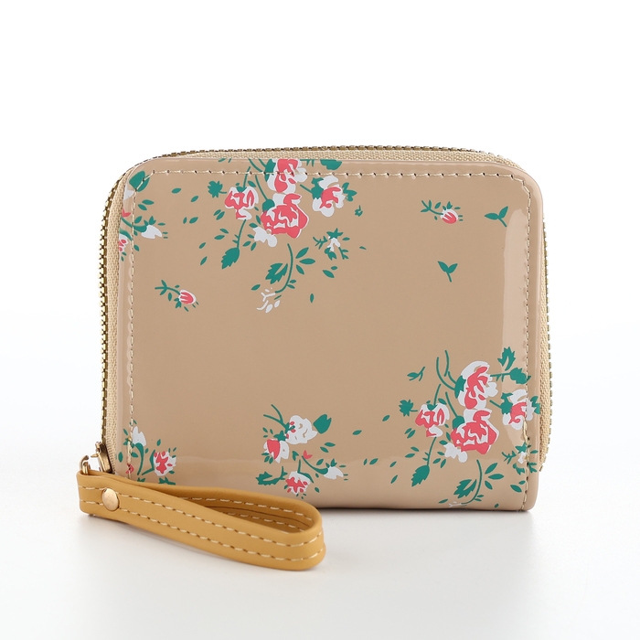 Кошелёк женский на молнии, лакированный, цвет бежевый Кошелёк женский на молнии, лакированный, цвет бежевый