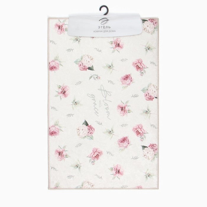 Коврик для ванной Этель Bloom with grace 50х80 см, 100% п/э, велюр Коврик для ванной Этель Bloom with grace 50х80 см, 100% п/э, велюр