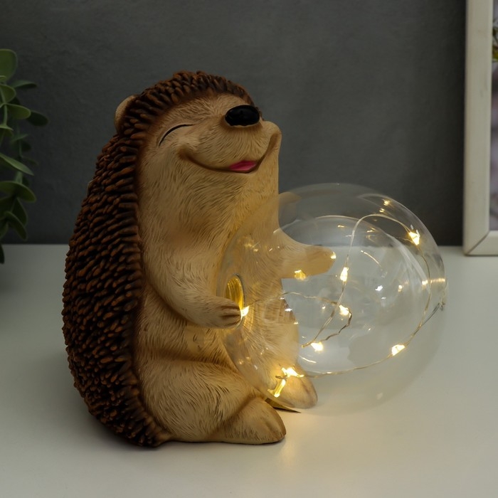 Сувенир полистоун свет  Сувенир полистоун свет "Ёжик и мыльный пузырь" от солнечной батареи 15,5х12х17 см