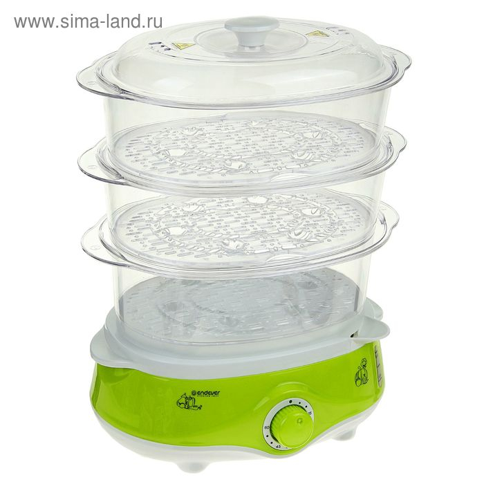 Пароварка Endever Vita-171, электрическая, 1000 Вт, 11 л, 3 яруса, бело-зеленая Пароварка Endever Vita-171, электрическая, 1000 Вт, 11 л, 3 яруса, бело-зеленая