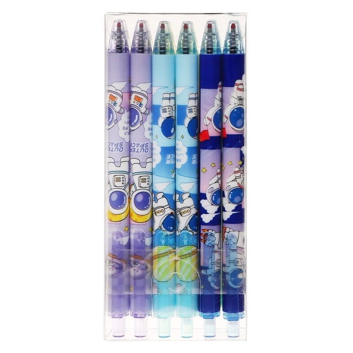 Набор шариковых ручек 12 штук, 0,5мм, автоматическая, корпус с рисунком, чернила черные, МИКС Набор шариковых ручек 12 штук, 0,5мм, автоматическая, корпус с рисунком, чернила черные, МИКС